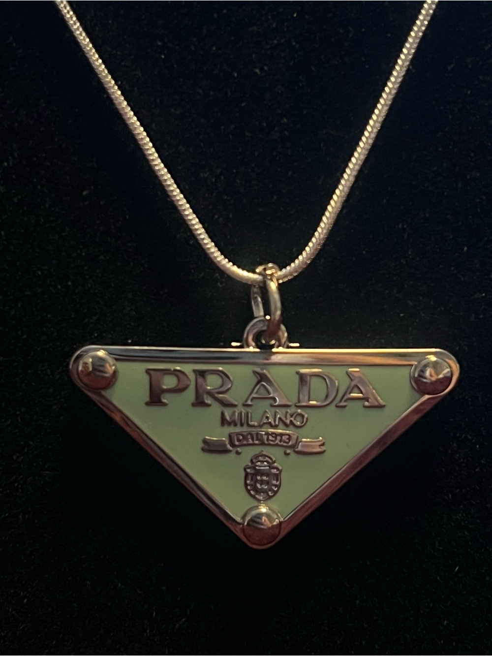 Authentic Prada Symbole jewelry pendant.
Necklace- Stamped Sterling Silver 925 - Picture 1 of 4